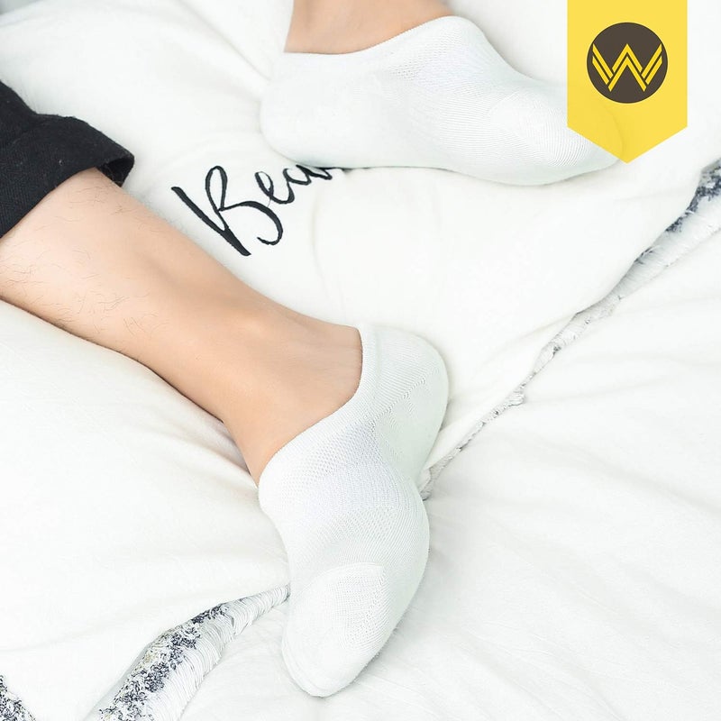 WANDER No Show Socks 10 Pack Cotton Non Slip Low Cut Invisible Loafer Socks Men&Women Boat Liner(5White+5Grey, Sock Size:6-8) - Image 5